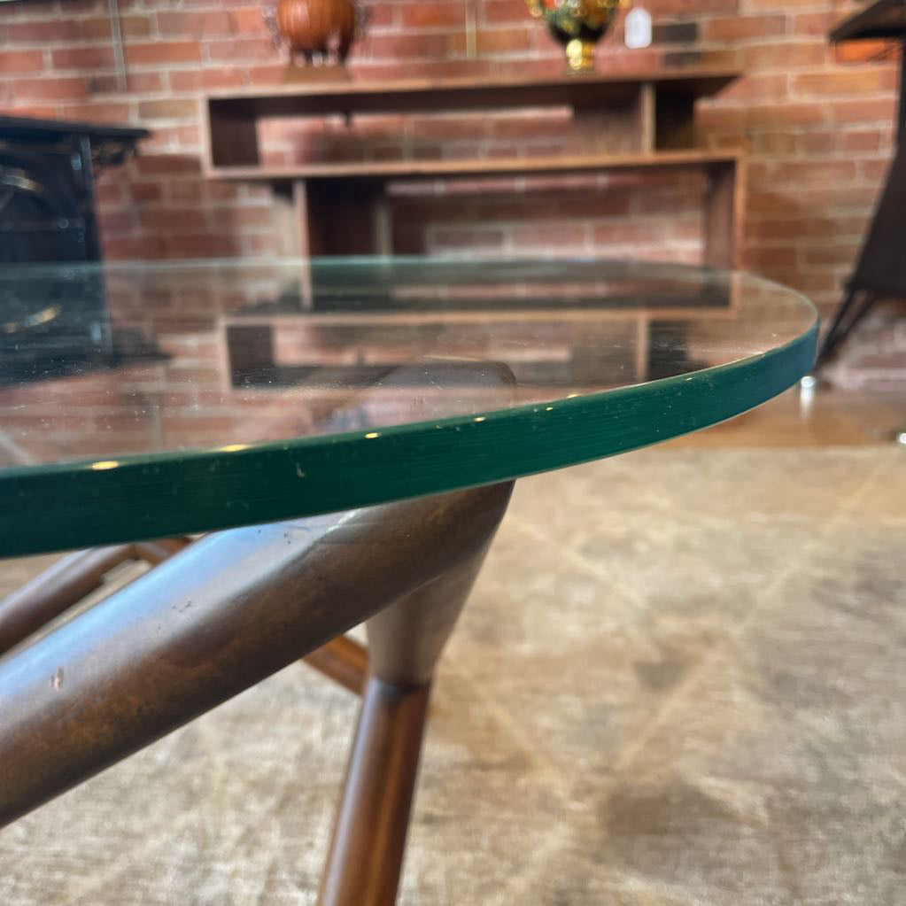 West Elm Sculptural Wood & Glass Top Coffee Table
