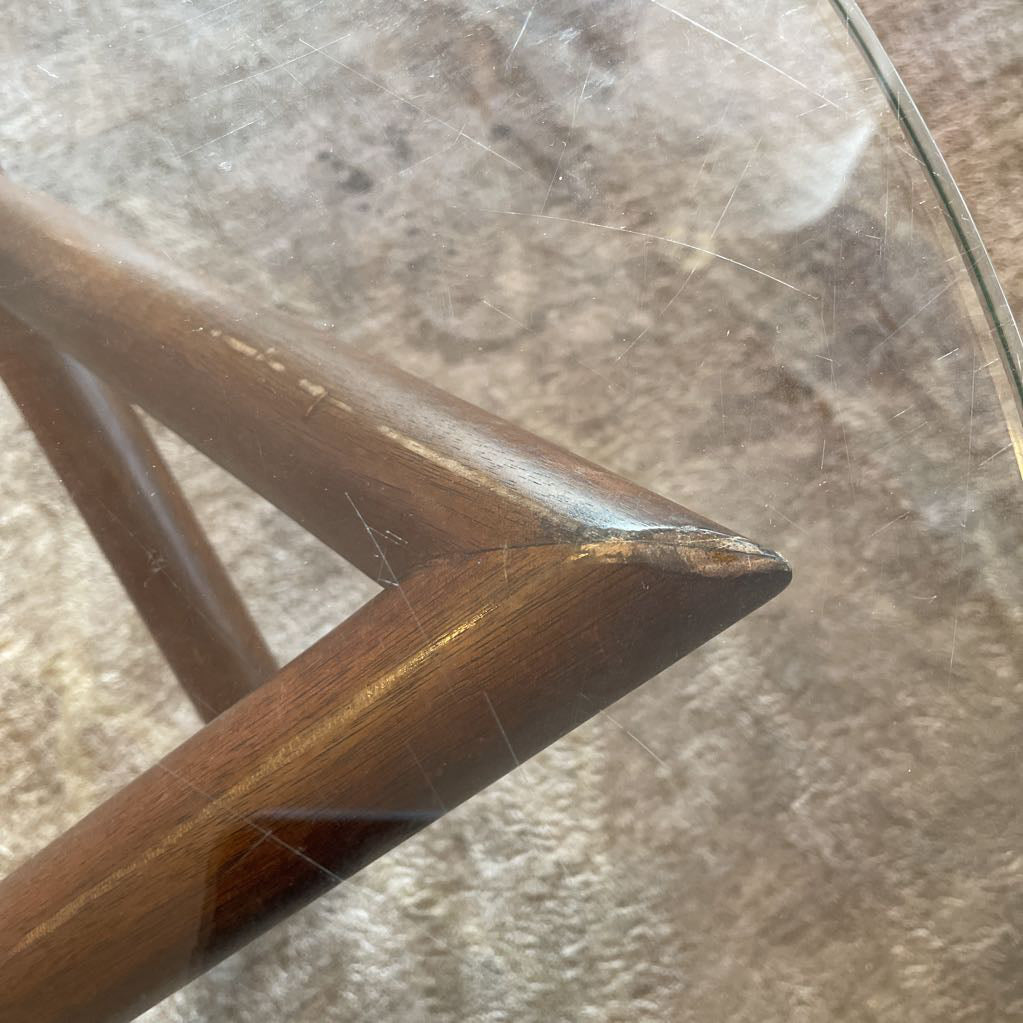 West Elm Sculptural Wood & Glass Top Coffee Table