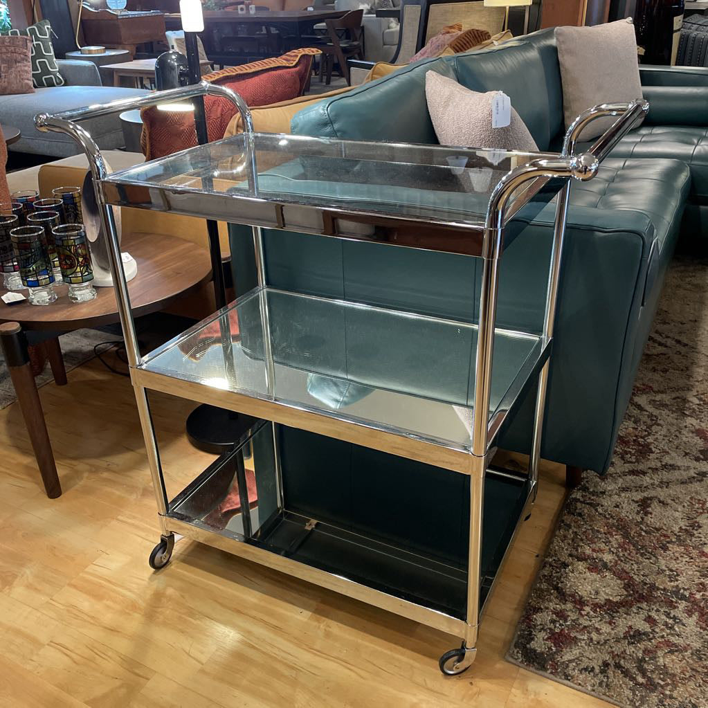 3 Tier Chrome Finish Bar Cart