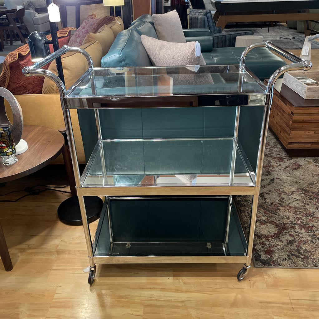 3 Tier Chrome Finish Bar Cart