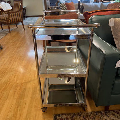 3 Tier Chrome Finish Bar Cart