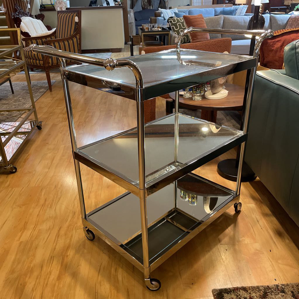 3 Tier Chrome Finish Bar Cart