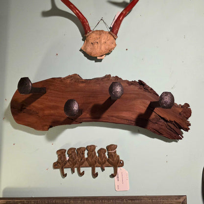 Reclaimed Redwood w/ Railroad Spikes Hanging Coat Rack