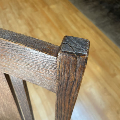 Vintage Dark Oak Blue Seat Dining Chairs SET of 4