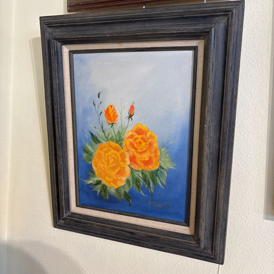 Orange Flower Signed Oil Painting ART