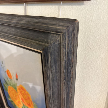 Orange Flower Signed Oil Painting