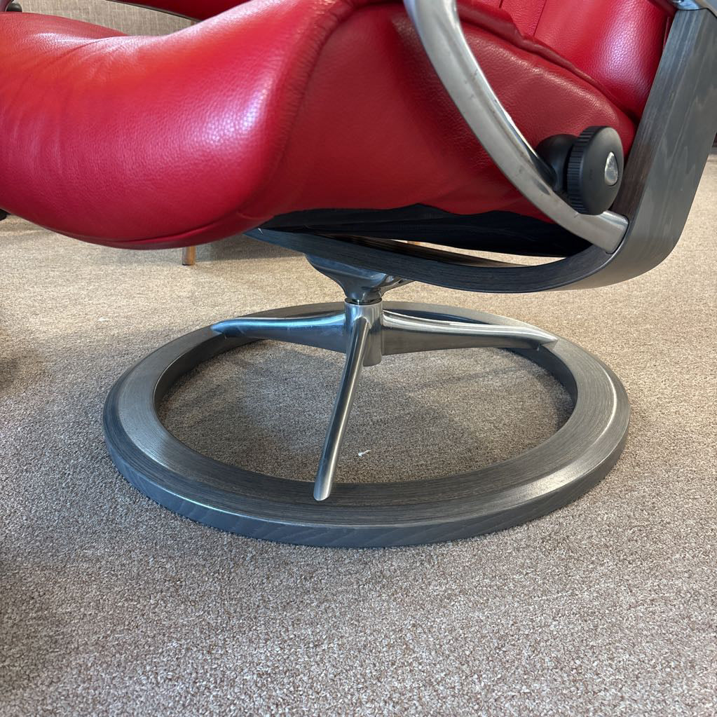 Red Large Stressless "Crown" Chair w/Ottoman