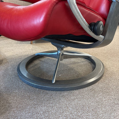 Red Large Stressless "Crown" Chair w/Ottoman