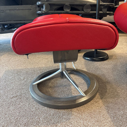 Red Large Stressless "Crown" Chair w/Ottoman U ACCENT CHAIRS