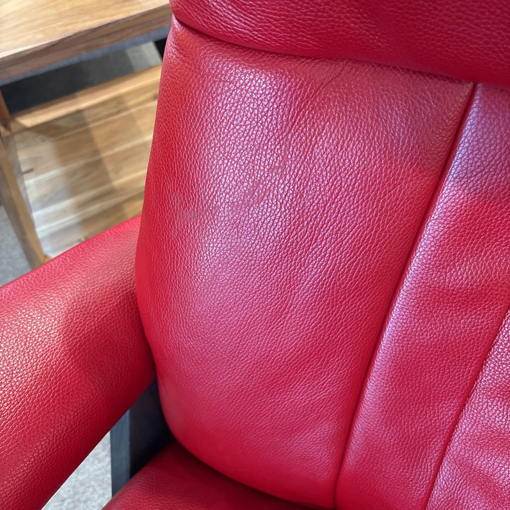 Red Large Stressless "Crown" Chair w/Ottoman U ACCENT CHAIRS