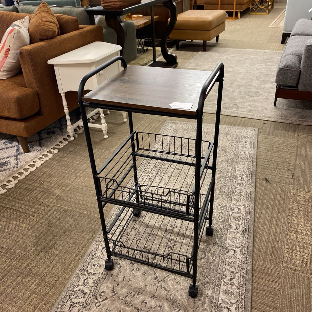 Black Wire Cart w/Laminate Top C CABINETS