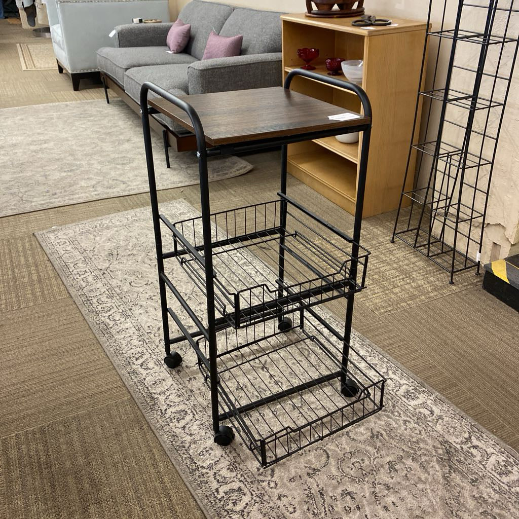 Black Wire Cart w/Laminate Top