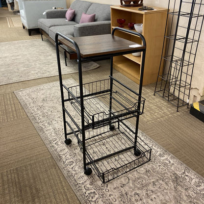 Black Wire Cart w/Laminate Top
