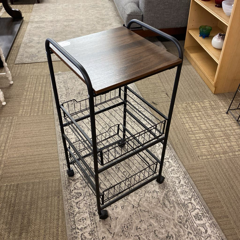 Black Wire Cart w/Laminate Top