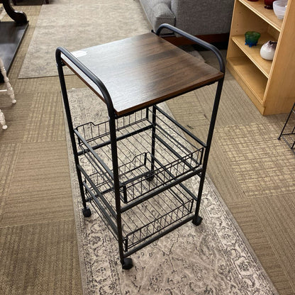 Black Wire Cart w/Laminate Top