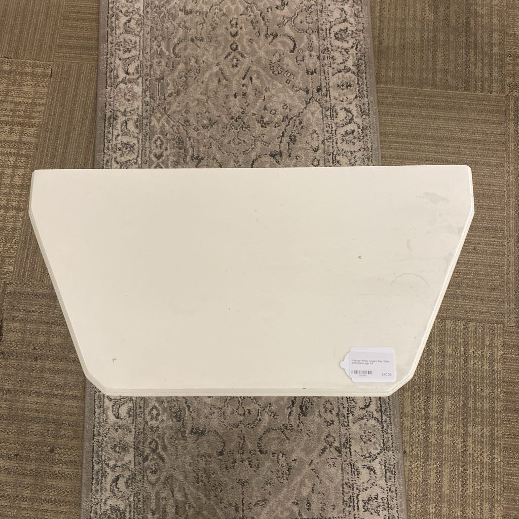 Vintage White Angled Side Table w/Turned Legs