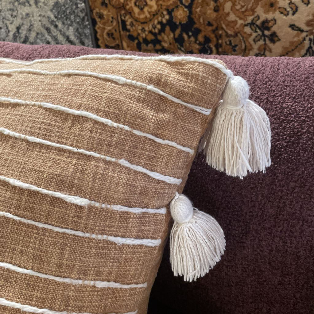 Large Mustard Yellow with Tassels Pillow U PILLOWS