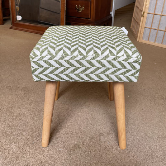 Green Zig Zag Cloth Low Square Stool C STOOLS