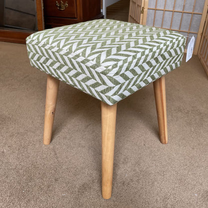 Green Zig Zag Cloth Low Square Stool