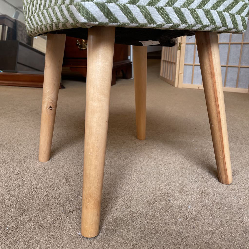 Green Zig Zag Cloth Low Square Stool