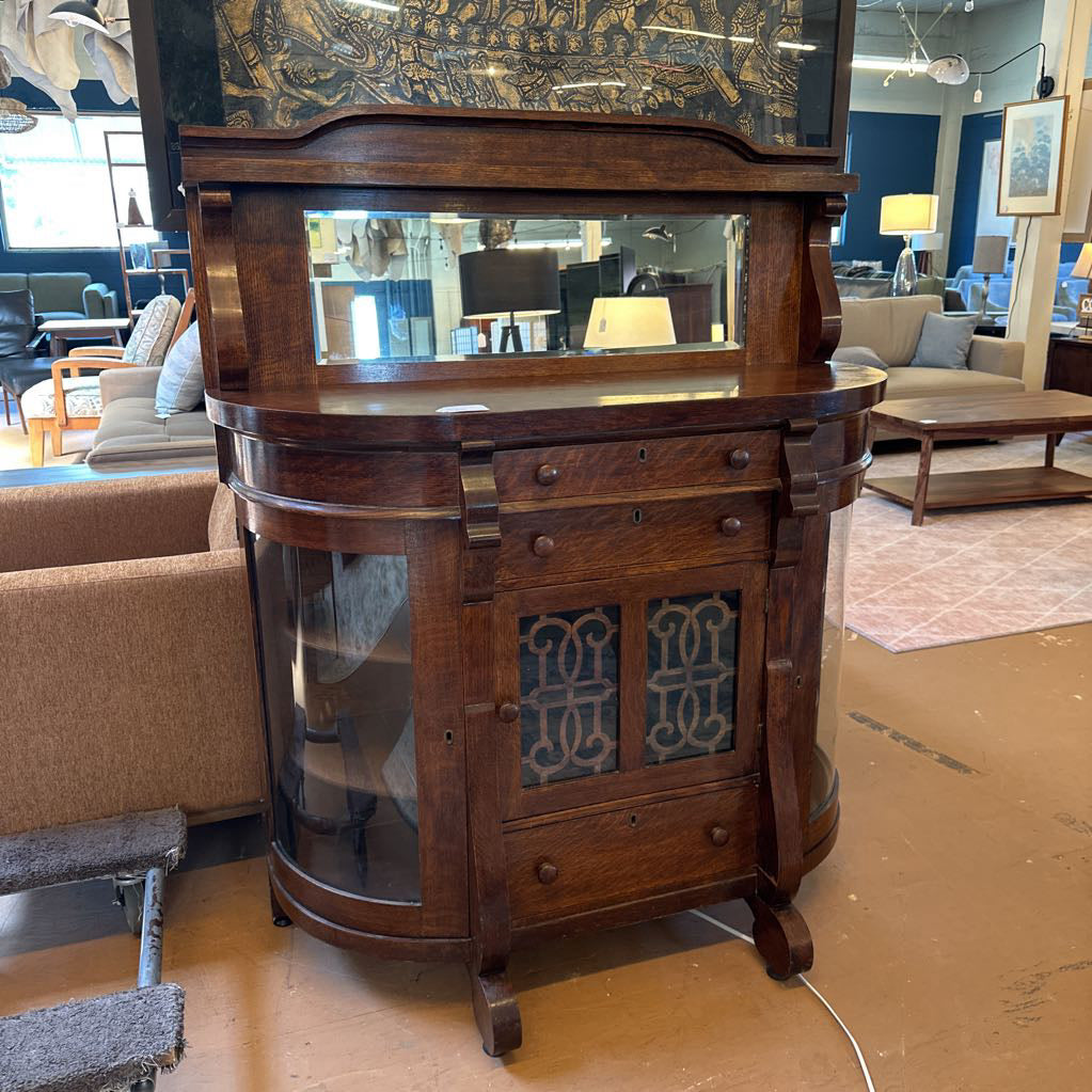 Antique Curved Glass Curio Bar Cabinet C CABINETS