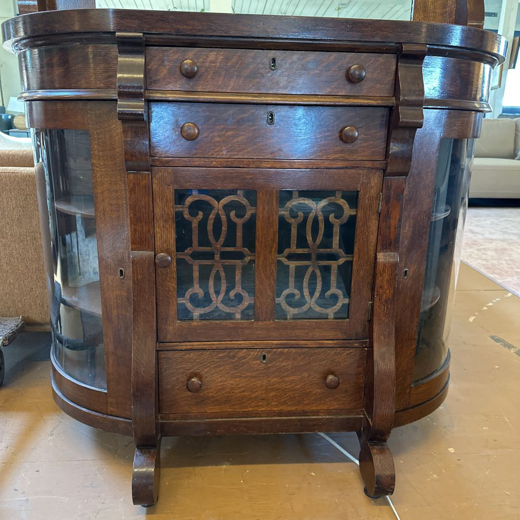 Antique Curved Glass Curio Bar Cabinet C CABINETS