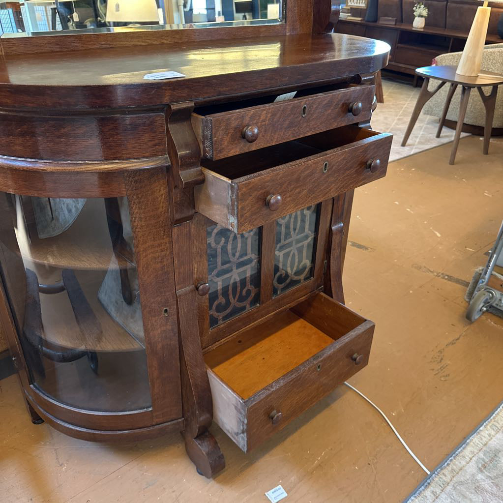 Antique Curved Glass Curio Bar Cabinet C CABINETS