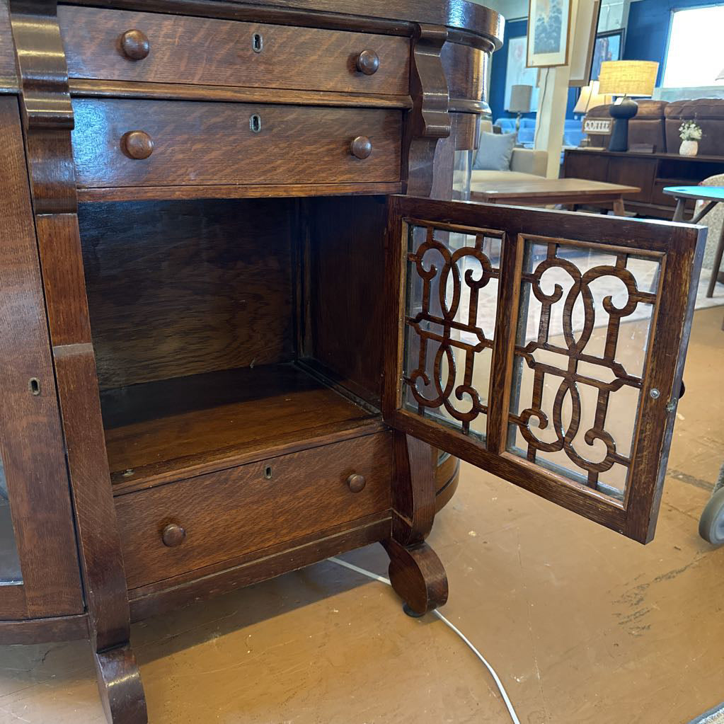 Antique Curved Glass Curio Bar Cabinet C CABINETS
