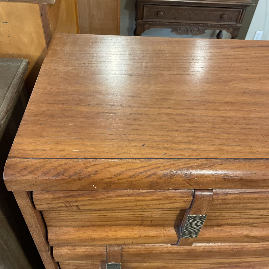 Oak 5 Drawer Vertical Handle Highboy Dresser