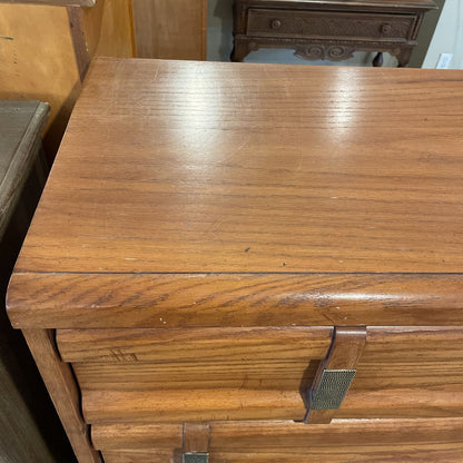 Oak 5 Drawer Vertical Handle Highboy Dresser