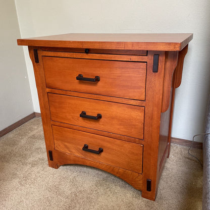 Craftsman Style 3 Drawer Nightstand w/ Pull Out
