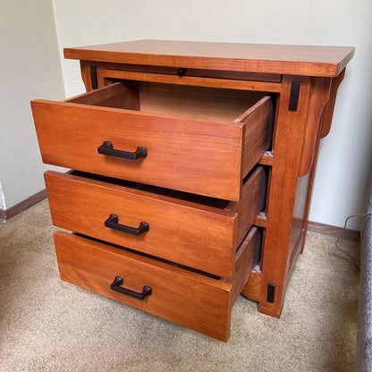 Craftsman Style 3 Drawer Nightstand w/ Pull Out
