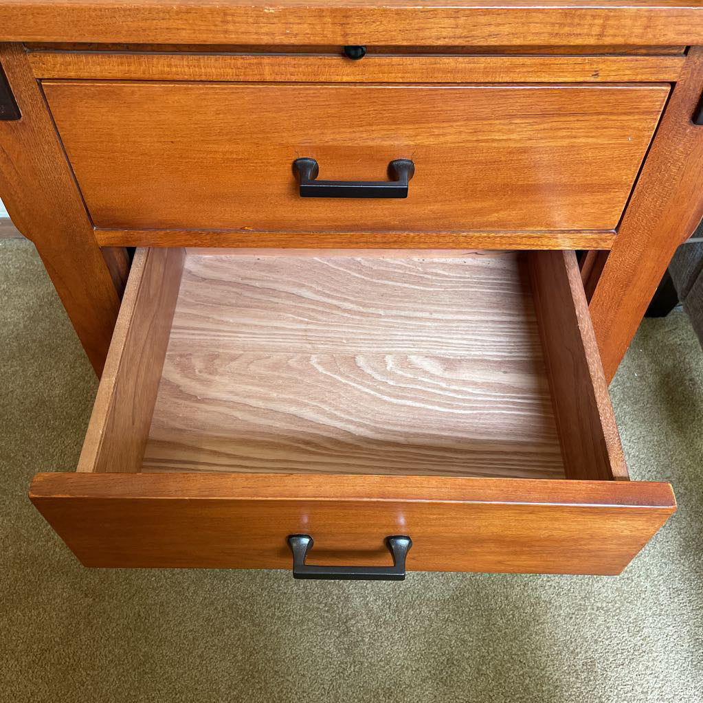 Craftsman Style 3 Drawer Nightstand w/ Pull Out
