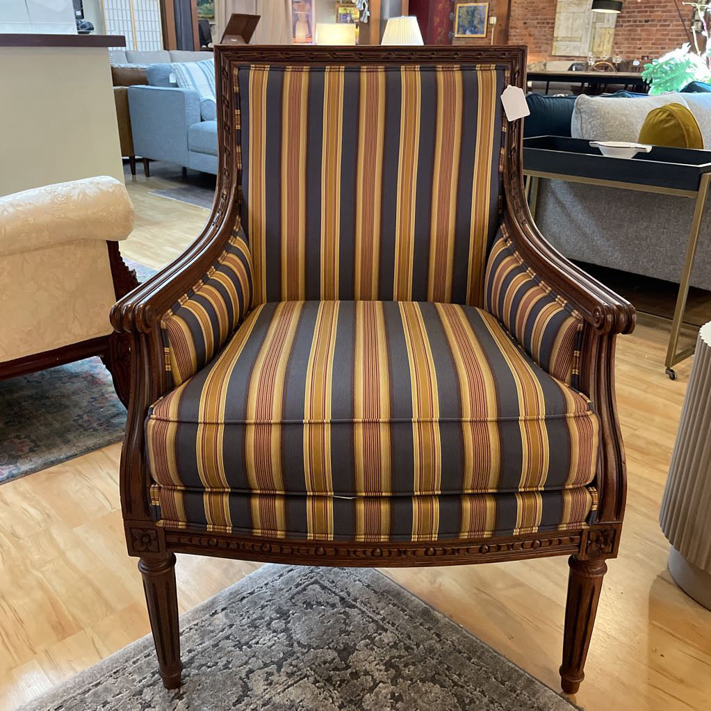 Ethan Allen Gold/Blue Striped Chair