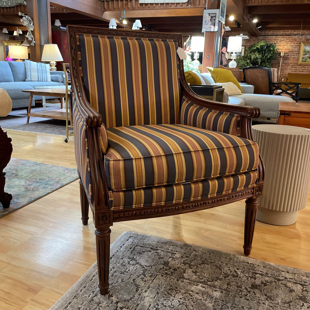Ethan Allen Gold/Blue Striped Chair