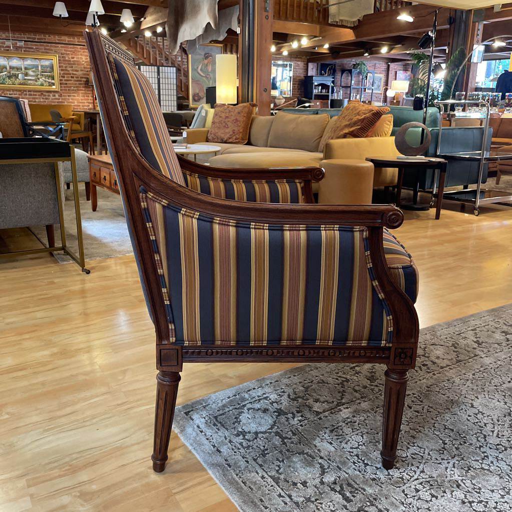 Ethan Allen Gold/Blue Striped Chair