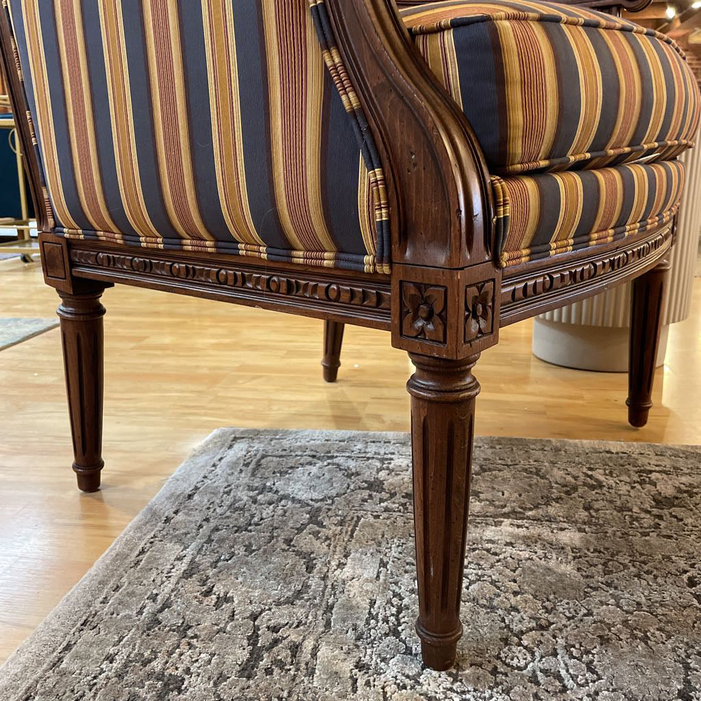 Ethan Allen Gold/Blue Striped Chair