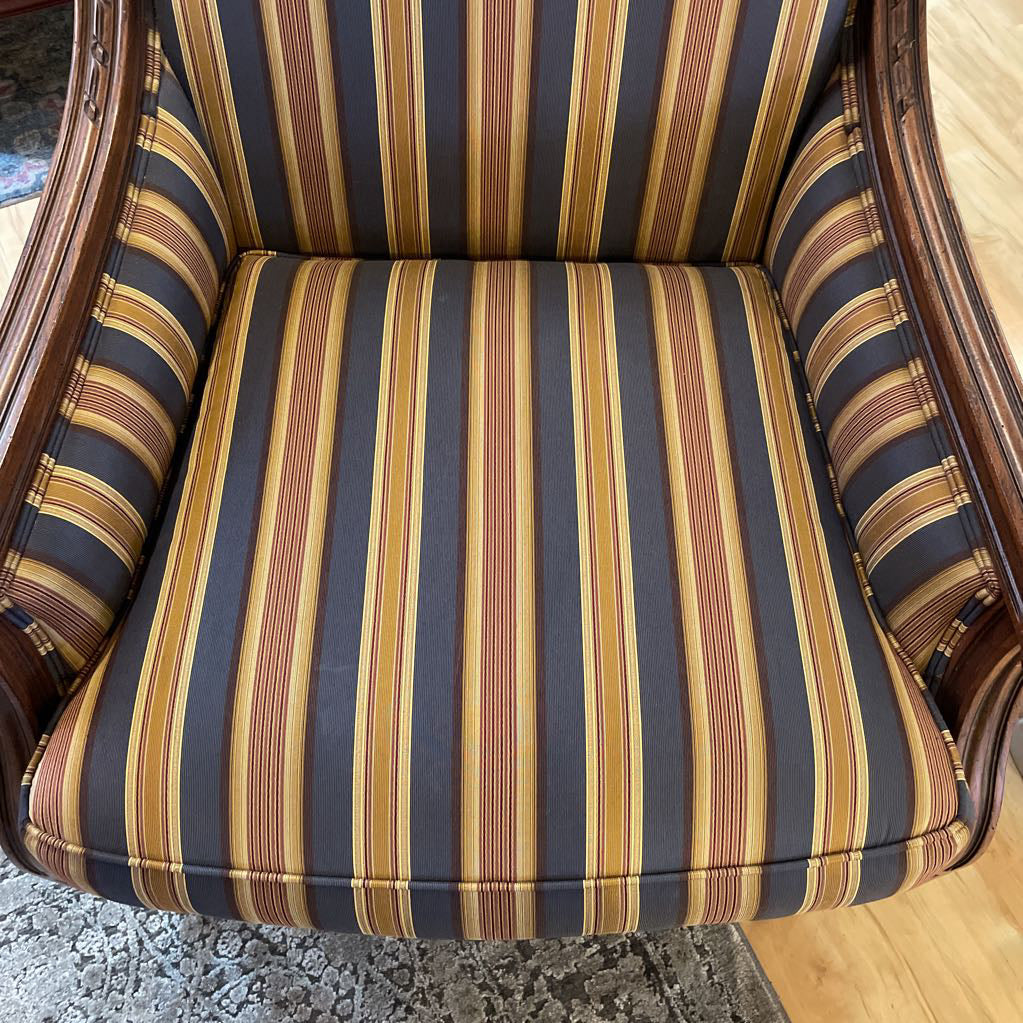 Ethan Allen Gold/Blue Striped Chair
