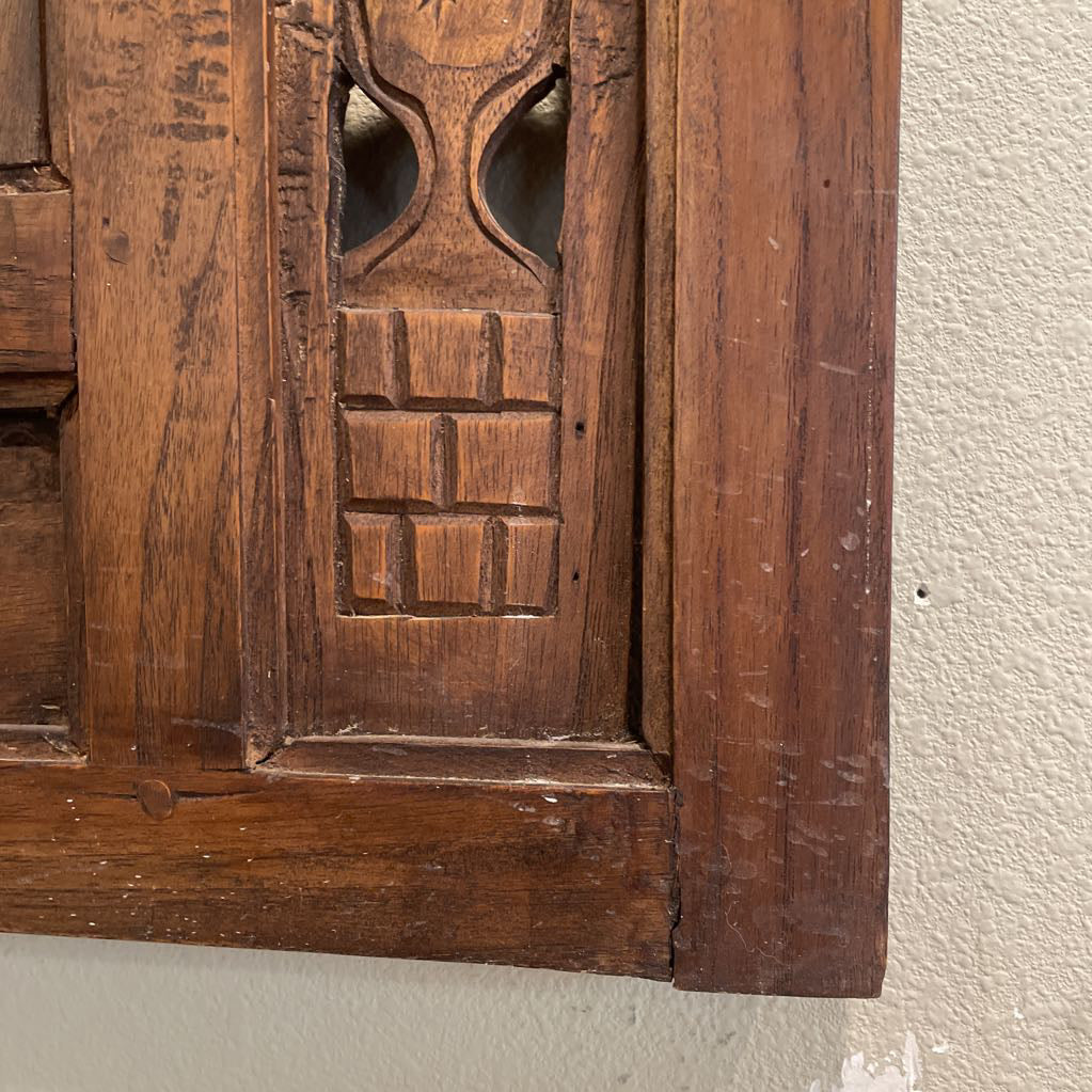 Carved Wood Mirror w/ Shutter Doors