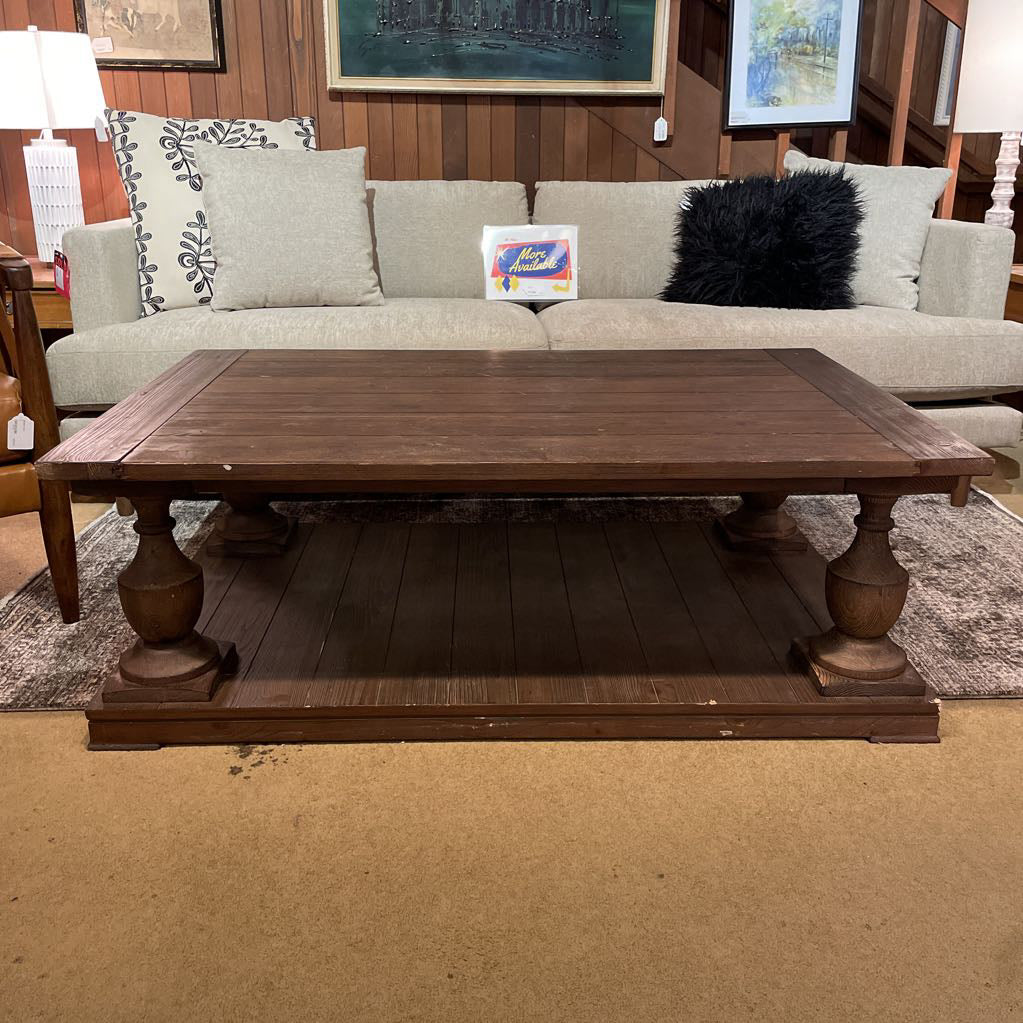 Large Dark Wood Rustic Farmhouse Coffee Table