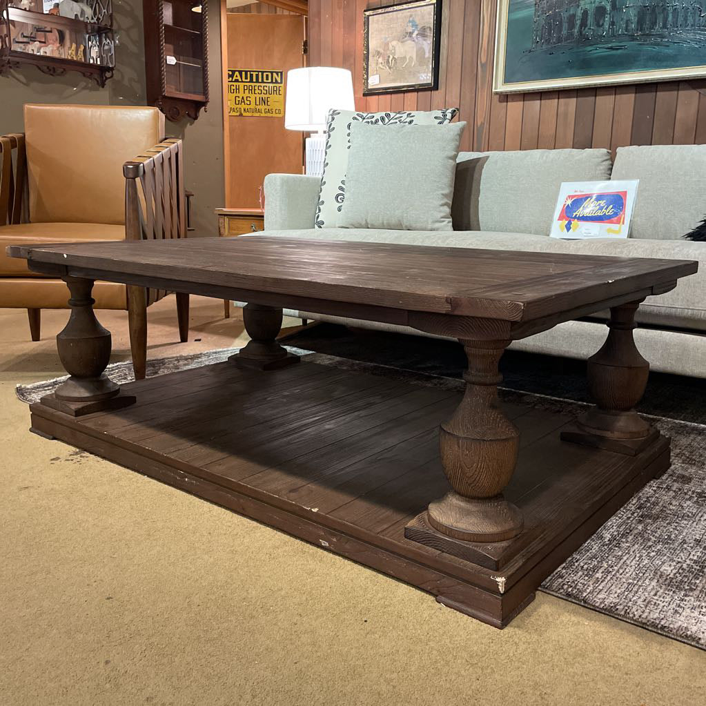 Large Dark Wood Rustic Farmhouse Coffee Table