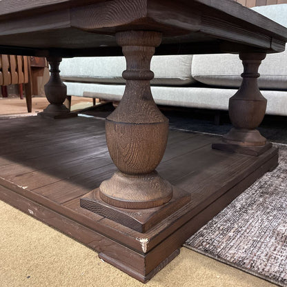 Large Dark Wood Rustic Farmhouse Coffee Table