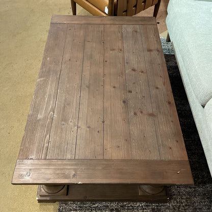 Large Dark Wood Rustic Farmhouse Coffee Table