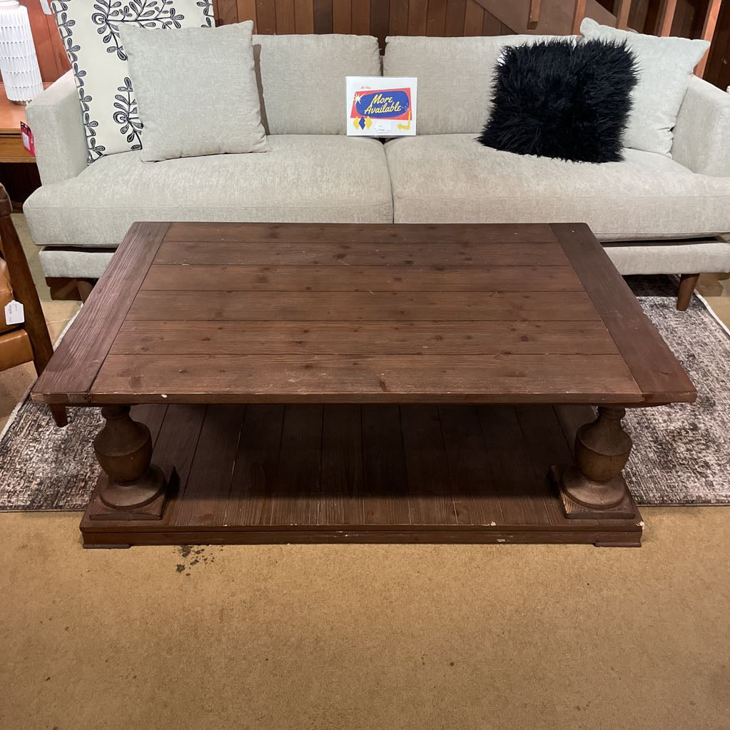 Large Dark Wood Rustic Farmhouse Coffee Table