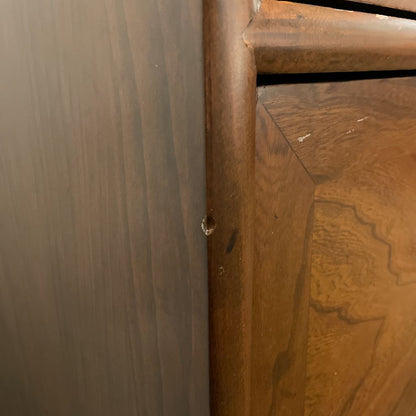 Large Oak 3 Drawer Filing Cabinet w/ Brass Accents AS IS