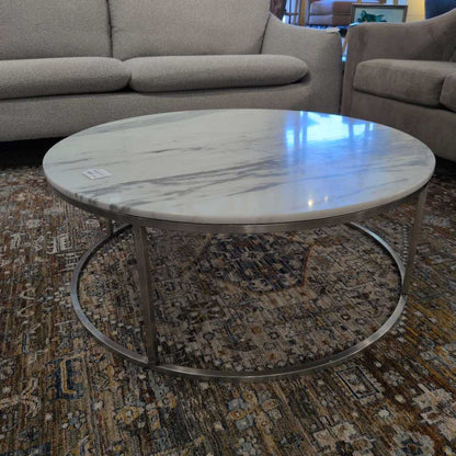 Round Marble Top Coffee Table w/Chrome Base