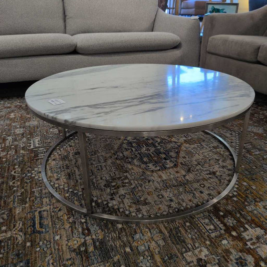Round Marble Top Coffee Table w/Chrome Base C COFFEE TABLES