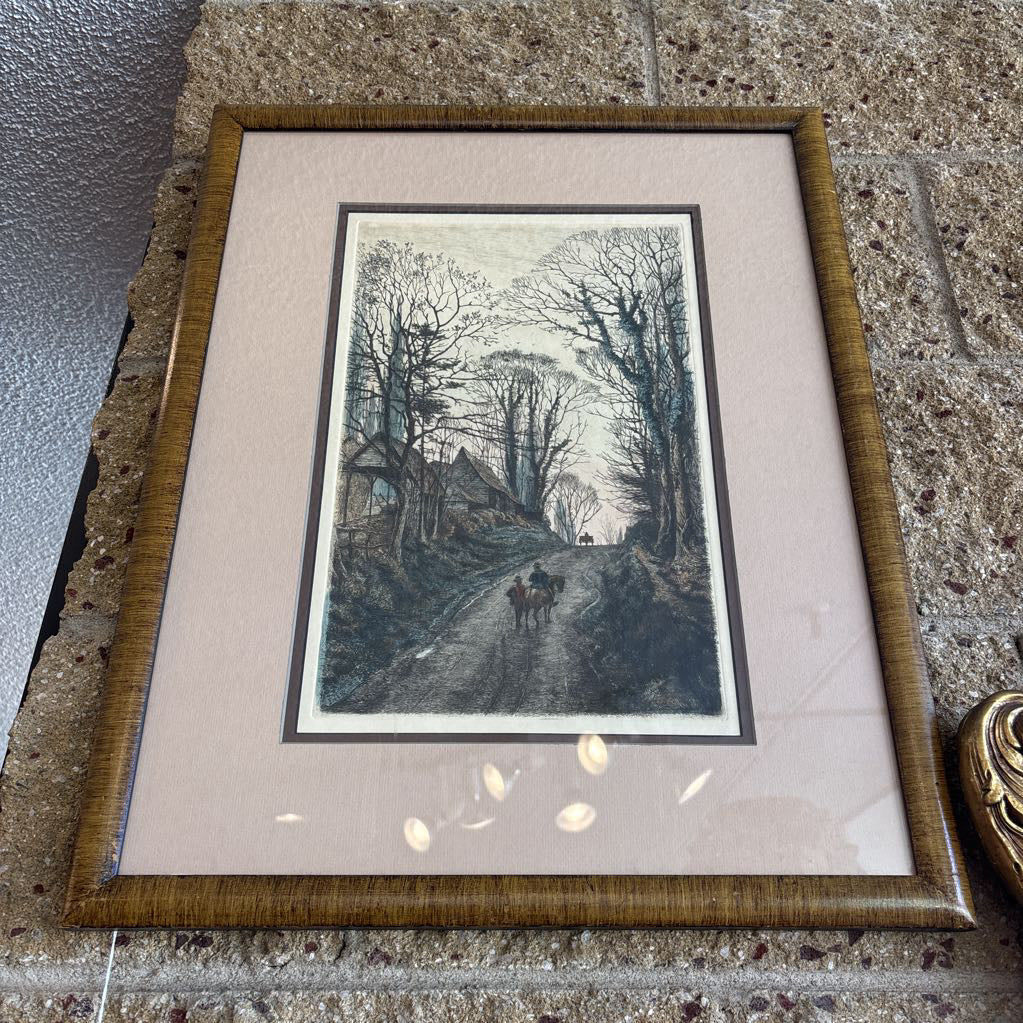 Lithograph House on Trail Print ART