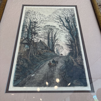 Lithograph House on Trail Print ART