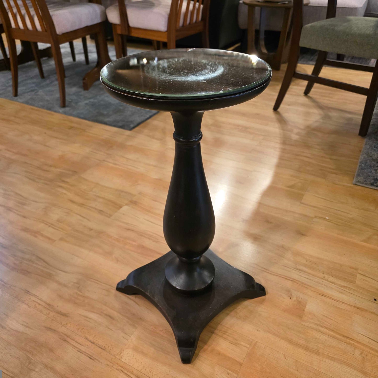 Round Mirror Top Pedestal Table